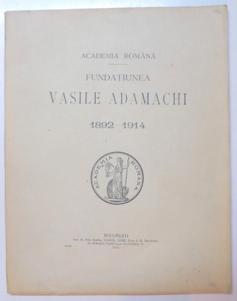 FUNDATIUNEA VASILE ADAMACHI 1892-1914