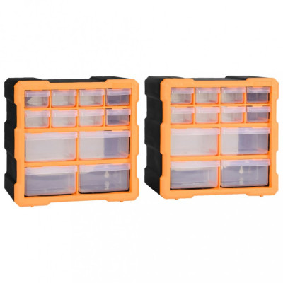 vidaXL Organizatoare cu 12 sertare, 2 buc., 26,5 x 16 x 26 cm foto