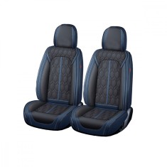 Huse auto premium 5 locuri Carguard Deluxe piele ecologica perforata - albastru inchis - negru Best CarHome