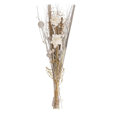 Buchet Decorativ Flori Uscate, Model Bej-Alb, &amp;Icirc;nălțime 90 cm foto
