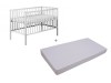 Patut KLUPS Frank Alb 120x60 cm + Saltea Mykids Cocos Confort II 120x60x10 cm, 4 Niveluri, Lemn, Antialergic