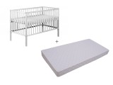 Patut Klups Frank Alb 120x60cm + Saltea Mykids Cocos Confort II 10cm, Antialergica, Fermitate Medie