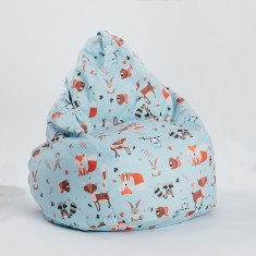 Fotoliu puf Little animals, textil imprimat, umplut cu perle polistiren foto