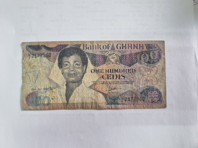 bancnota ghana 100c 1986 foto