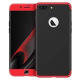 Cumpara ieftin Husa iPhone 8 Plus MyStyle 360 3in1 Neagra cu Rosu, Protectie Soc, Praf, Zgarieturi, Carcasa Full Body