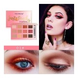 Paleta 12 Farduri de Ochi Mate, Kiss Beauty, Just Peachy Mattes, 01, Cu Oglinda si Aplicator,