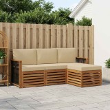 vidaXL Set de canapele de exterior cu pernă 4 pcs Natural și Bej 3384204