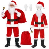 Costum complet Mos Craciun pentru adult, set festiv 10 piese
