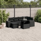 Cumpara ieftin Gossi set canapele de gradina cu perne, 7 piese, negru, poliratan