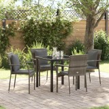 vidaXL Set de 4 scaune de grădină cu pernă cu pernă 5 pcs Gri 80 x 80 x 73 cm