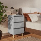 VidaXL Noptiere cu picioare lemn masiv, 2 buc., gri beton, 40x35x69 cm