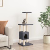 VidaXL Ansamblu pisici cu st&acirc;lpi din funie de sisal, gri &icirc;nchis 104 cm