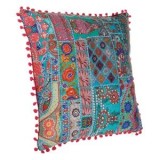 Perna decorativa cu pompoane, imprimeu Boho, 45x45x10 cm, Multicolor, CMCLASS