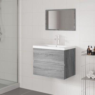 vidaXL Set de mobilier de baie, gri sonoma, lemn prelucrat 3152874 foto