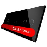 Panou din sticla Livolo VL-P701/01/02-6B, negru, pentru 2 x intrerupator simplu + 1 x intrerupator dublu cu touch