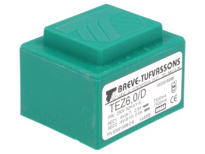 Transformator &amp;icirc;ncapsulat 6VA 230V 6V PCB foto
