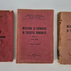 Carte veche Pompei Samarian Medicina si farmacia in trecutul romanesc 3 volume