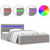 Cumpara ieftin Cadru pat hidraulic lada LED gri deschis 120x200 cm textil