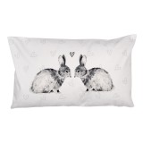 Cumpara ieftin Set 2 fete perna textil alb negru Iepurasi 30x50 cm