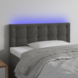 Cumpara ieftin Tăblie de pat cu LED, gri &icirc;nchis, 90x5x78/88 cm, catifea