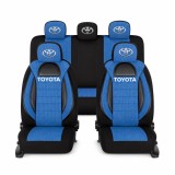 Set Huse Scaune Universale Racing, Albastru cu Negru Personalizate cu Toyota