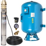 Cumpara ieftin Kit Hidrofor 50L vertical/orizontal cu pompa submersibila IBO Polonia 3SKM100, 750W, 45 l/min, H refulare 60m, 20m cablu