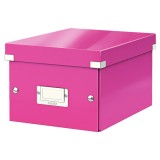 Cutie depozitare carton laminat pliabila cu capac 220 x 160 x 280 mm Leitz WOW Click&amp;Store roz