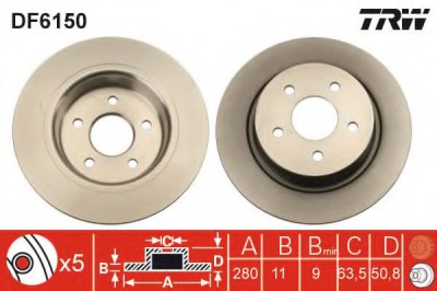 Disc frana FORD GRAND C-MAX Van (2010 - 2016) TRW DF6150 foto