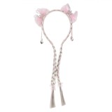Coroniță Păr, Codite Blonde Roz, 2 Fundițe, 28 cm
