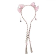 Coroniță Păr, Codite Blonde Roz, 2 Fundițe, 28 cm