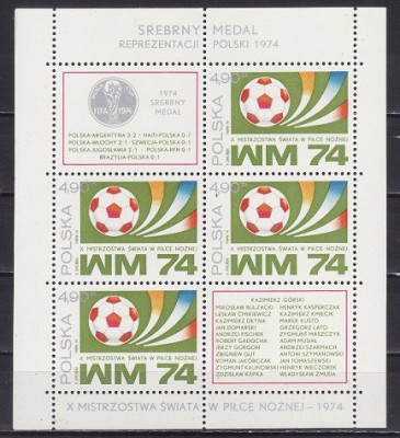 Polonia 1974 - Fotbal ,bloc neuzat,perfecta stare(z) foto