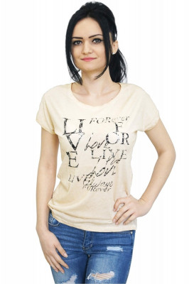 Tricou bej de dama Live 4 Love, Bel &amp;amp; Bo foto