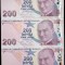 TURCIA LOT/ SET 3 X 200 LIRE 2024 /2025 prefix H , I , J - UNC , P- 227g , necirculata , Semn Guvernator Fatih Karahan , Viceguv Osman Cevdet Akcay