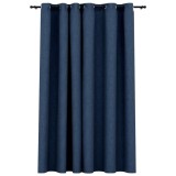 Cumpara ieftin Perdea opaca, aspect panza, cu ocheti, albastru, 290x245 cm
