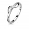 Inel din oțel 316L de culoare argintie - linie de zircon cu val neted - Marime inel: 51