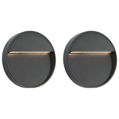 Gossi lampi de perete led de exterior, 2 buc., negru, 3 w, rotund foto