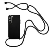 Husa compatibila cu samsung galaxy s23, strap, cu snur prindere gat regrabil, camera protect, antishock, negru