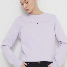 Tommy Jeans bluză femei, culoarea violet, cu imprimeu DW0DW17793