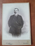Fotografie Barbat cu mustata, pe carton, sfarsit de secol XIX