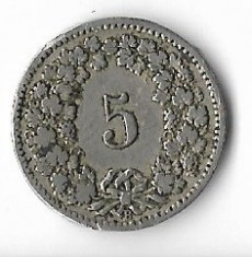 Moneda 5 rappen 1906 - Elvetia foto