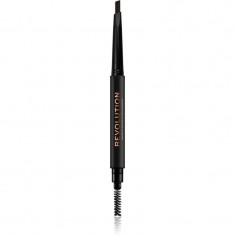 Makeup Revolution Duo Brow Definer creion sprâncene precise culoare Dark Brown 0,25 g