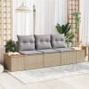 VidaXL Set de canapele pentru grădină cu pernă Bej Rattan poli 3348016