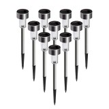 Set 10 Lampi Solare Led pentru Gradina, 5.5 x 36.5 cm, Buton On-Off, Lumina Alb Cald, Argintiu