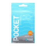 Masturbator de unică folosință TENGA Pocket Wave Line, din TPE cu textură ondulată pentru stimulare unică, alb