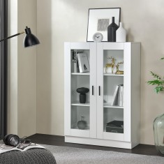 Vitrina Soro 115x80x31cm alb [en.casa] HausGarden Leisure foto