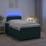 Cumpara ieftin Pat box spring cu saltea si LED Verde inchis 120 x 200 cm