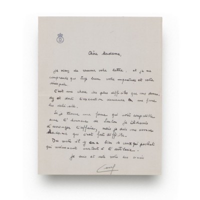 Regele Carol al II-lea, scrisoare expediată unei doamne foto