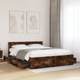 VidaXL Cadru de pat cu tăblie stejar fumuriu 160x200 cm lemn prelucrat