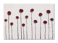 Tablou pictat manual, Flori in abstract, 70x50cm ulei pe panza in cutit efect 3D