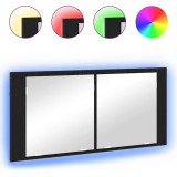 vidaXL Cameră de Oglindă LED cu raft Stejar negru 100 x 12 x 45 cm